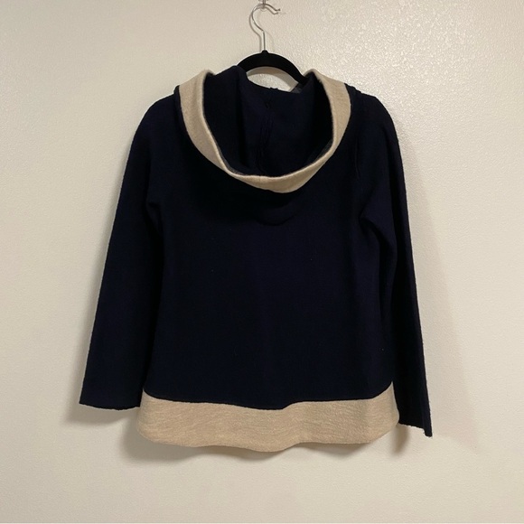 Rosie Neira Wool Cape Jacket Women’s Size XXS Black & Cream Hooded Wrap Coat - Picture 8 of 15